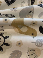 Grey/ Coffee Birds & Flower Cotton Furnishing
