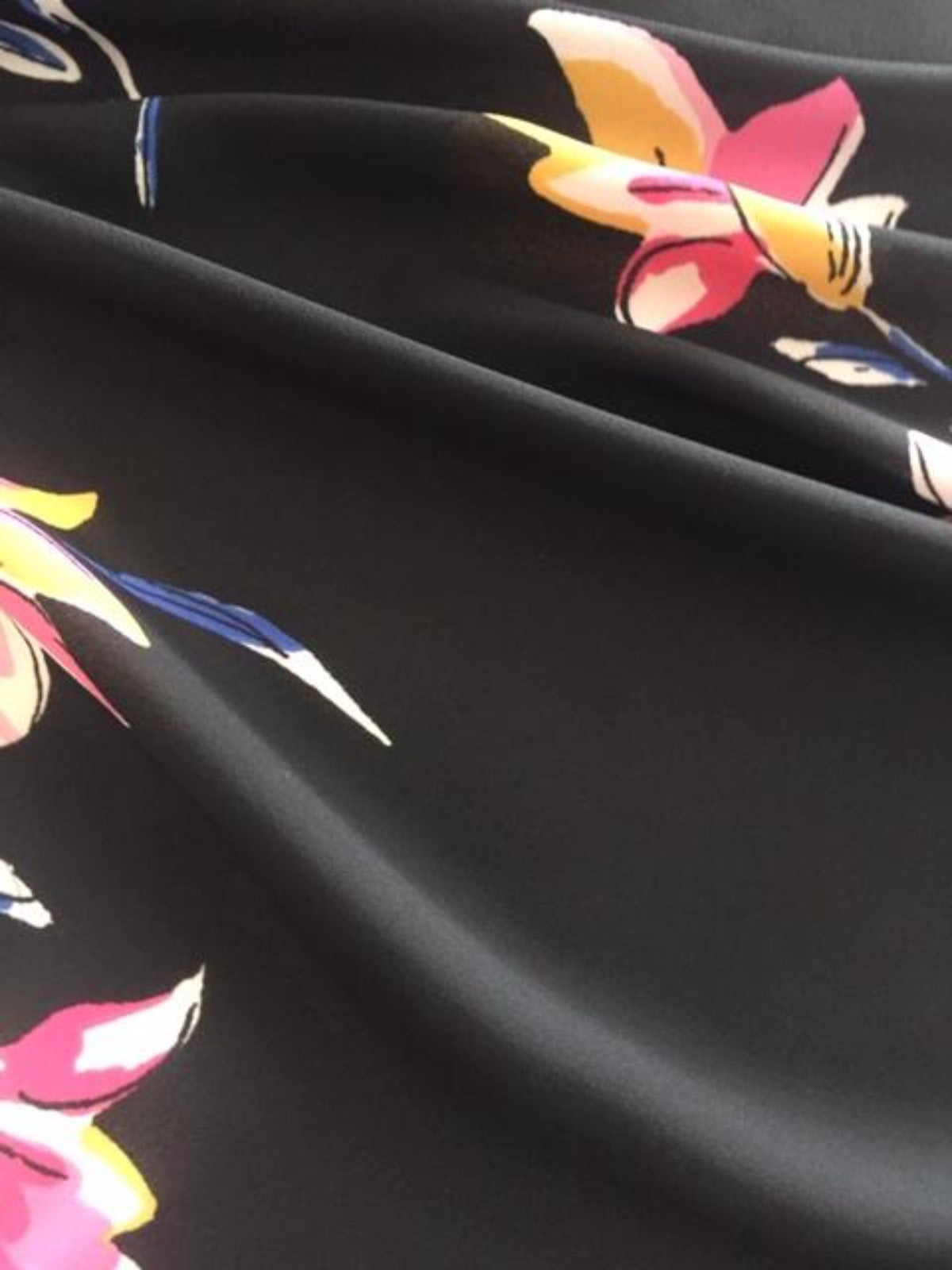 Cerise / Mustard Flower on Black Georgette