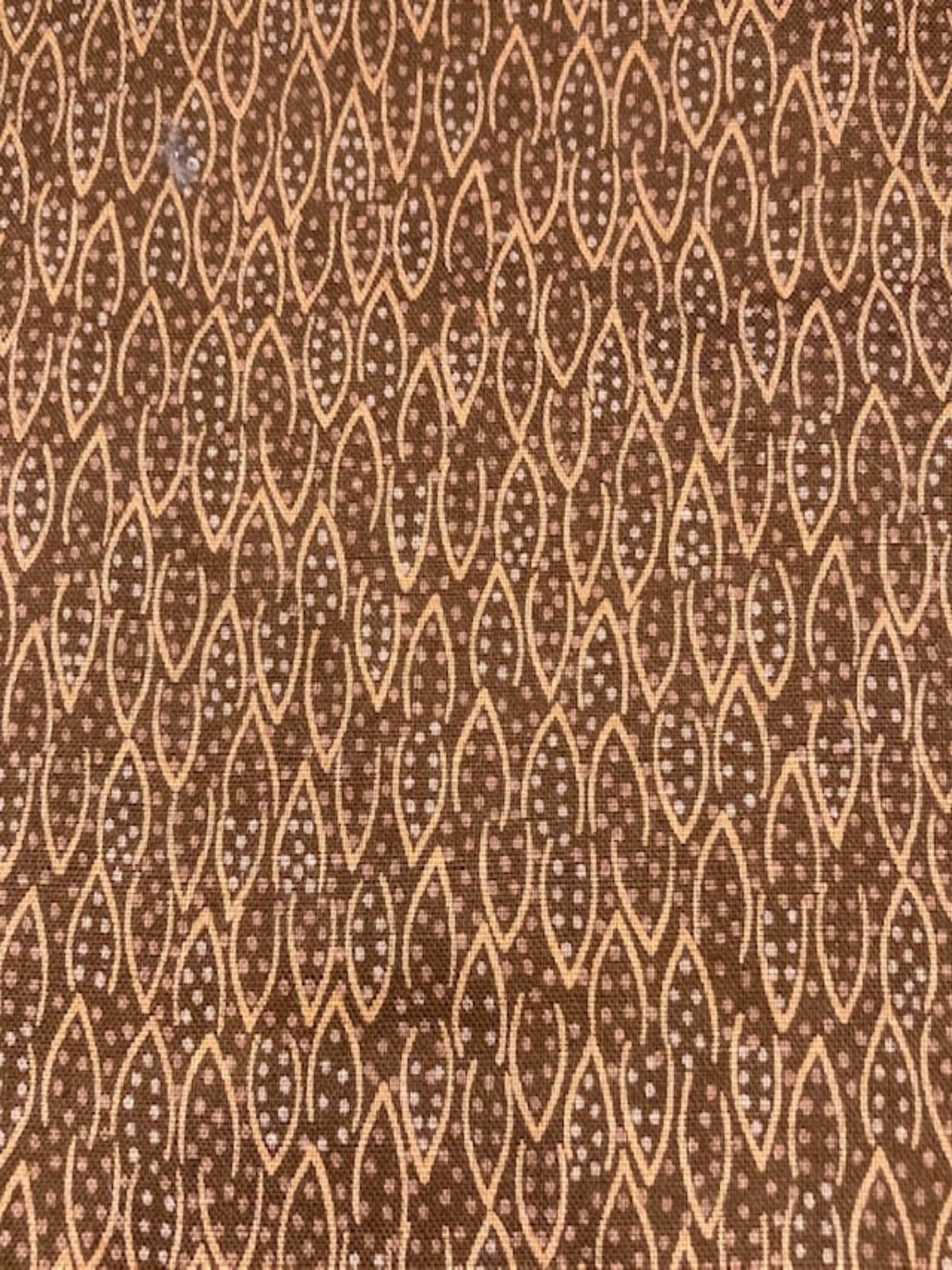 Chestnut / Pale Orange Half Ovals & Spots on Cotton Poplin