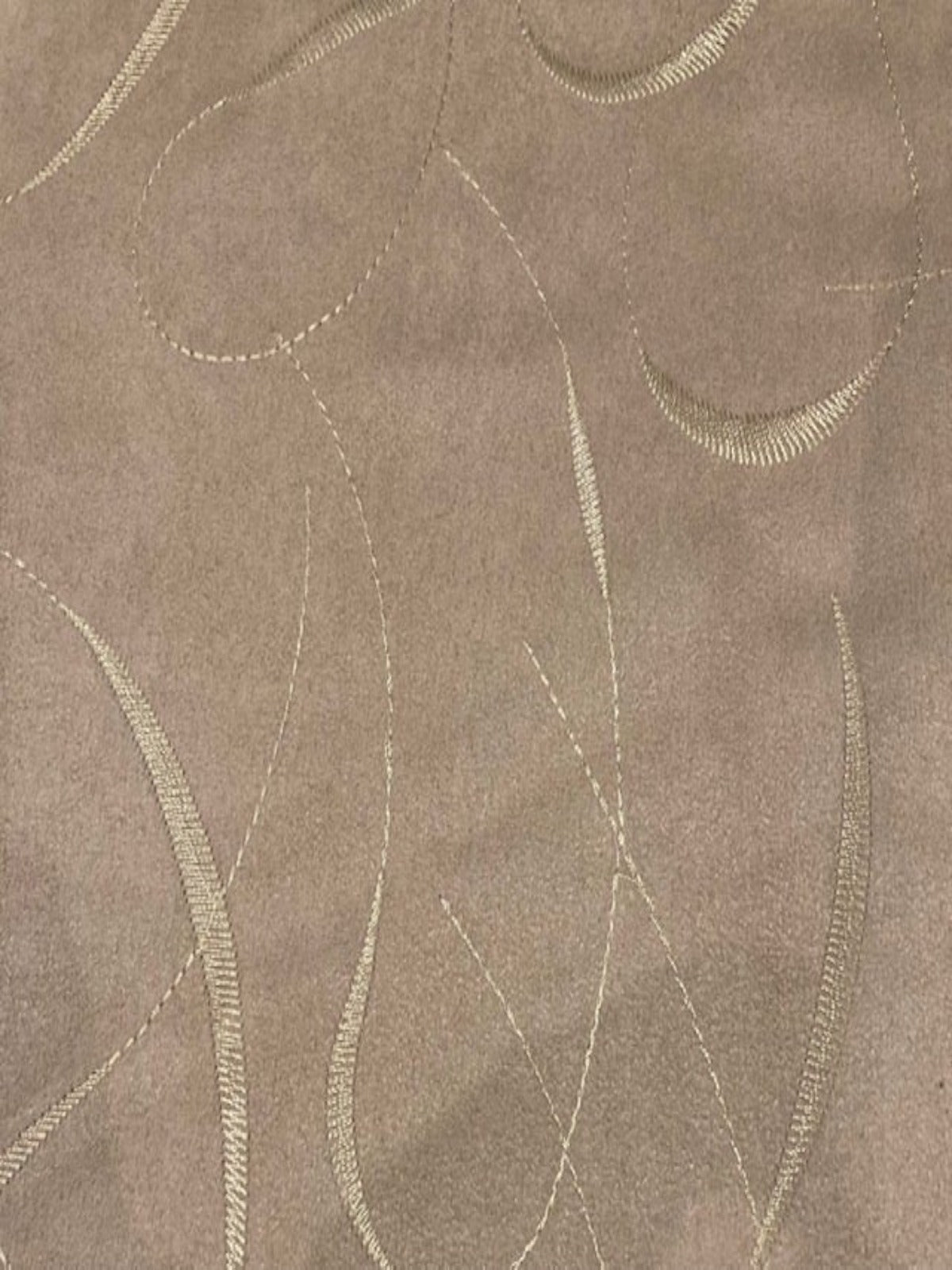 Beige Single Sided Suede with Swirl Embroidery