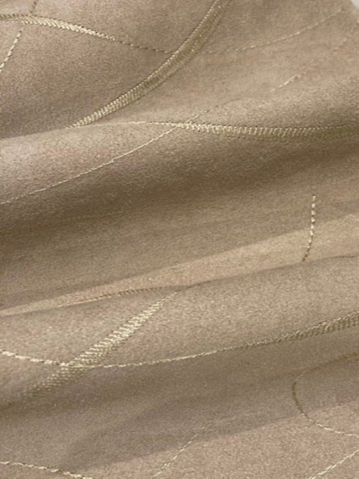 Beige Single Sided Suede with Swirl Embroidery