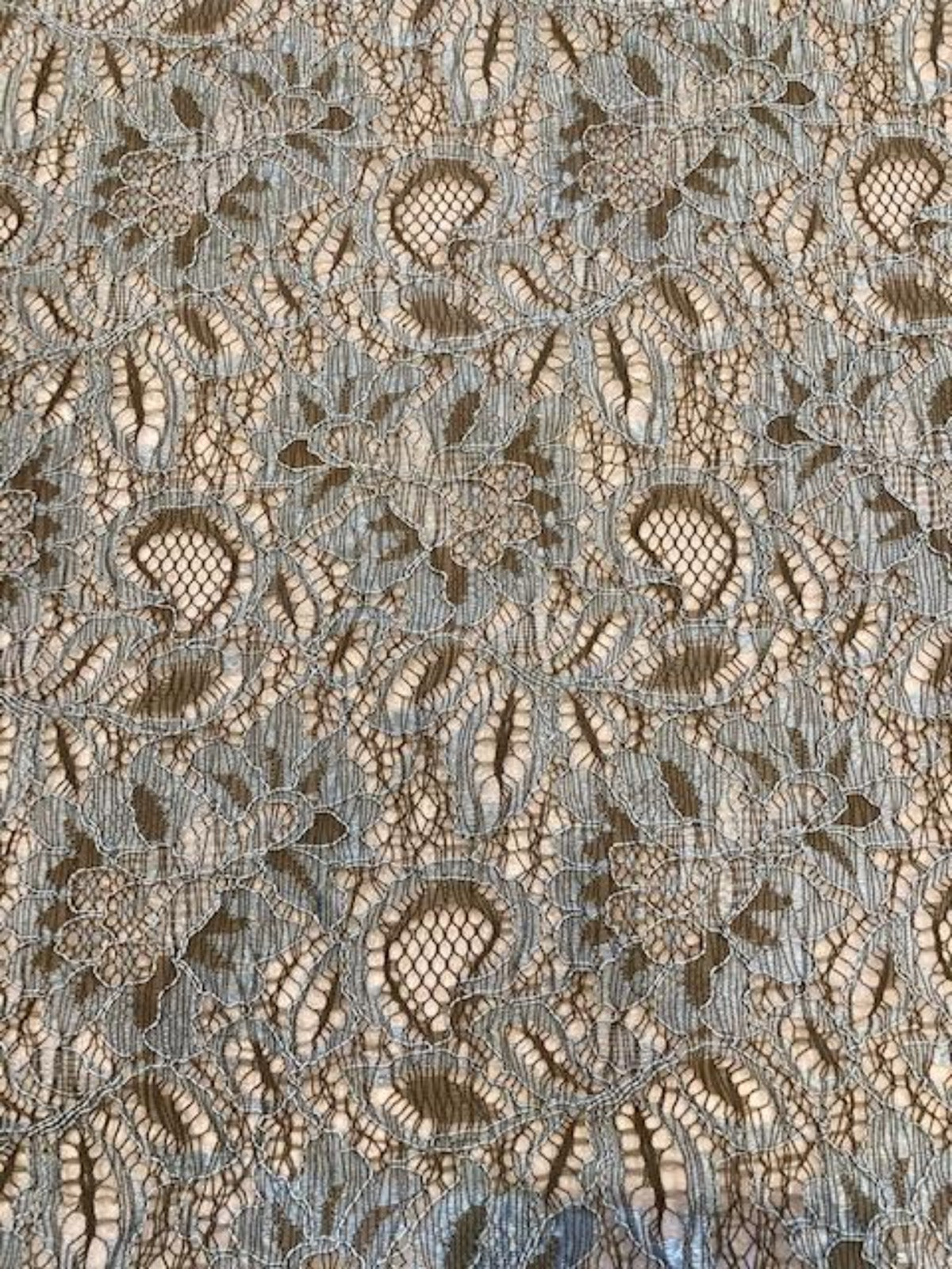 Duck Egg & Moss Green Corded Lace with Scalloped Edge – 135 cm Wide