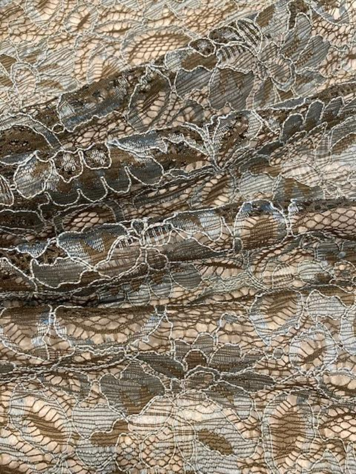 Duck Egg & Moss Green Corded Lace with Scalloped Edge – 135 cm Wide