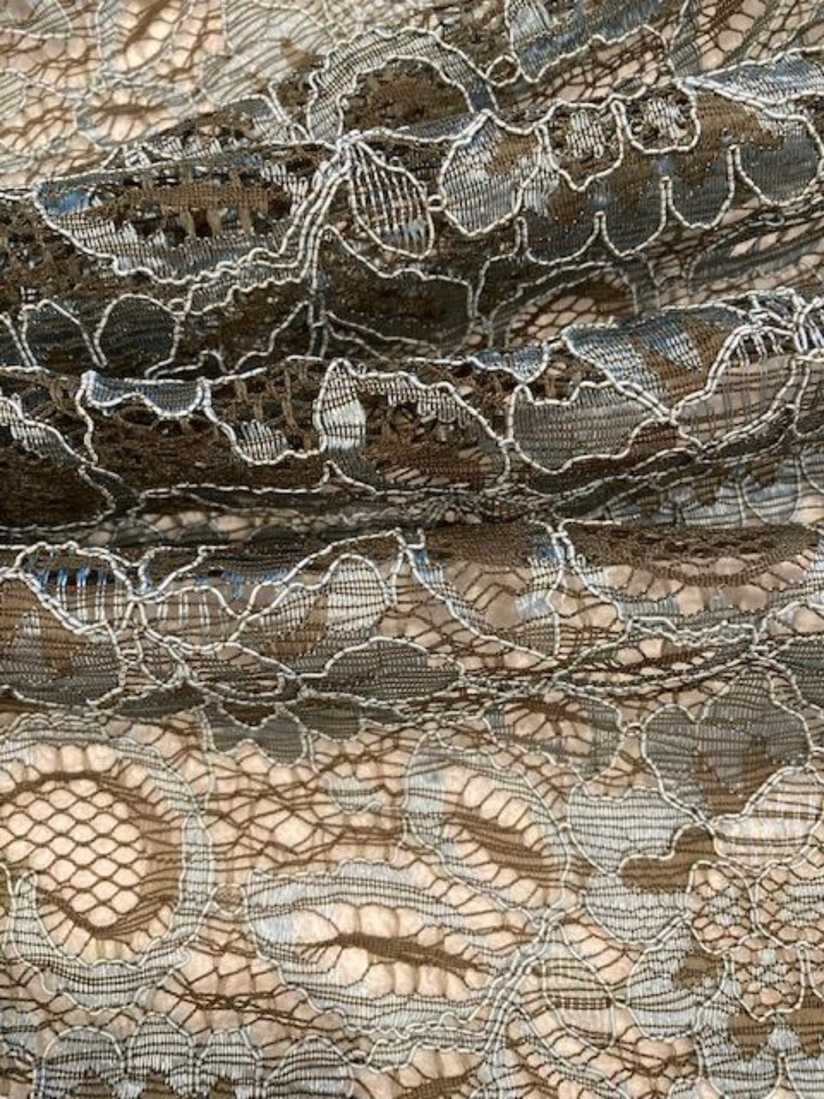 Duck Egg & Moss Green Corded Lace with Scalloped Edge – 135 cm Wide