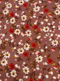 Red/ White Flowers on Deep Rose Viscose