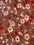 Red/ White Flowers on Deep Rose Viscose