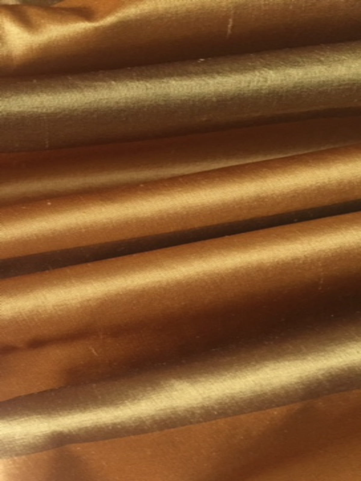 Gold/Orange irridescent wide stripe on Silk Dupion - Deadstock fabric on AmoThreads