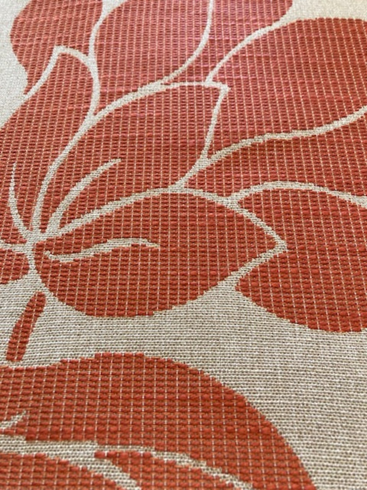 Burnt Orange Leaf & Flower Jacquard Furnishing