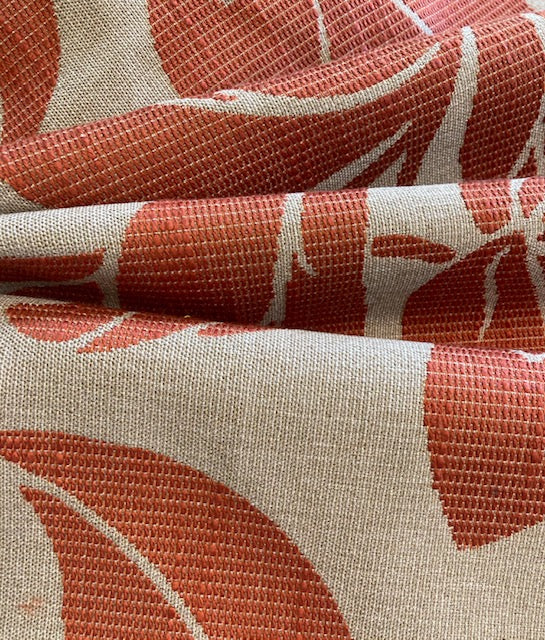 Burnt Orange Leaf & Flower Jacquard Furnishing