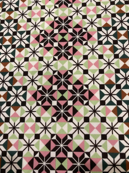 Pink/Lime Mosaic Print on Crepe De Chine