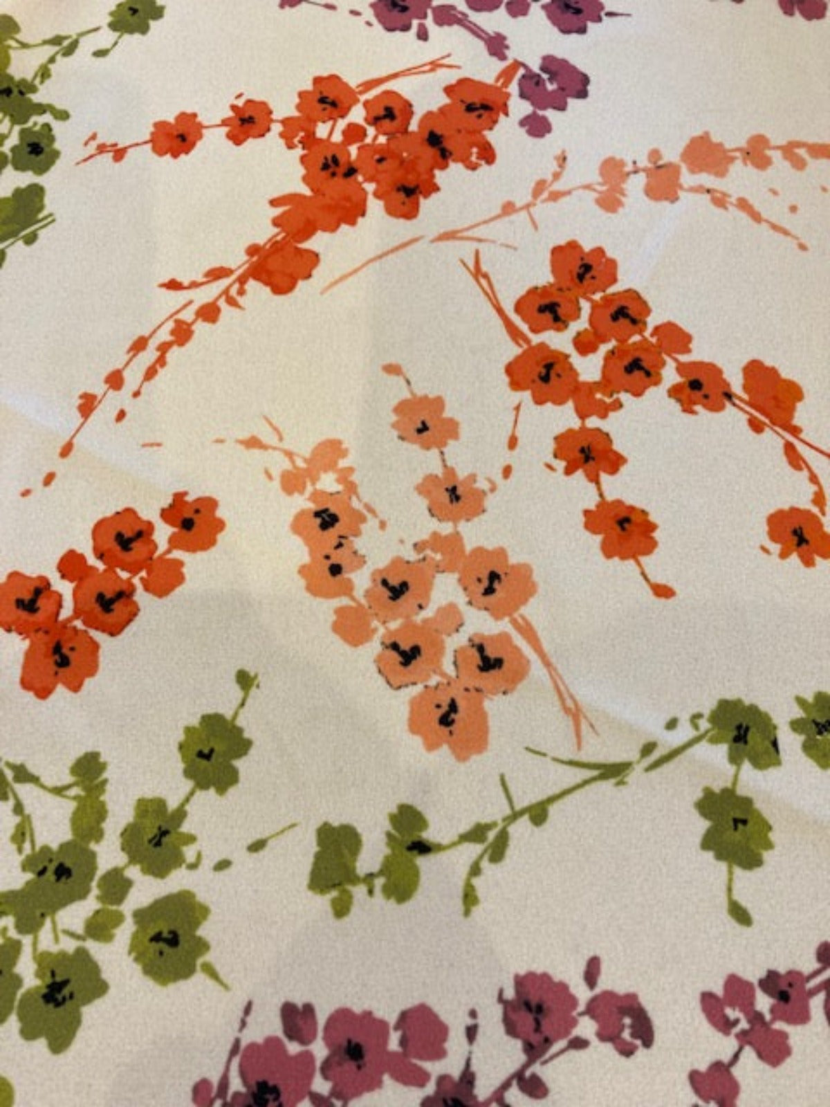 Multi Coloured Sprigs of Flowers on Nude Crepe