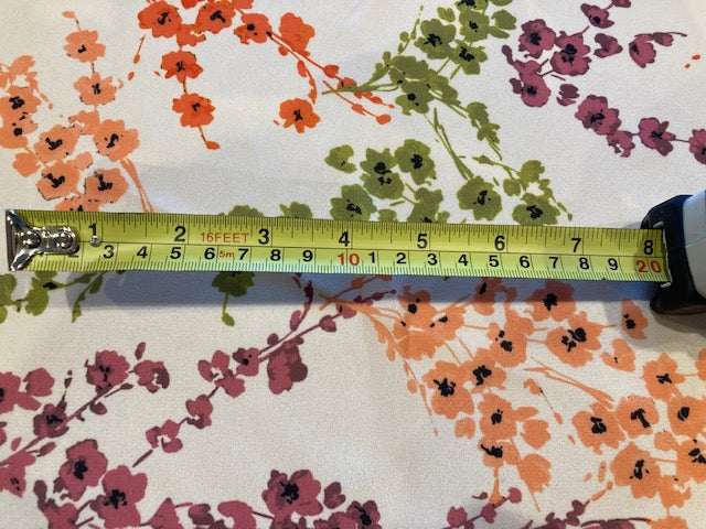 Multi Coloured Sprigs of Flowers on Nude Crepe