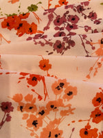 Multi Coloured Sprigs of Flowers on Nude Crepe