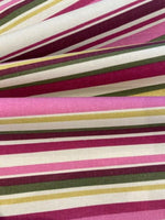 Green / Cerise Stripe on Cotton