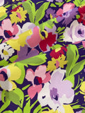 Bright Green/Lilac Flowers on Cotton Sateen