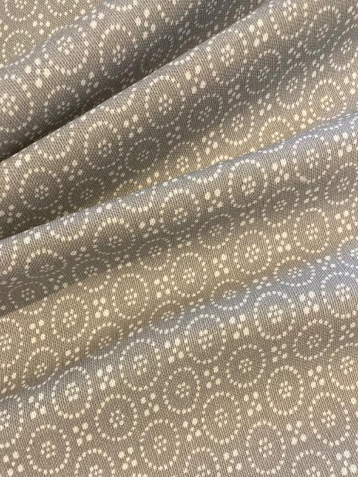 Grey Spot Circles on Cotton Fabric