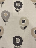 Beige / Grey Individual Flower on Ivory Cotton Furnishing