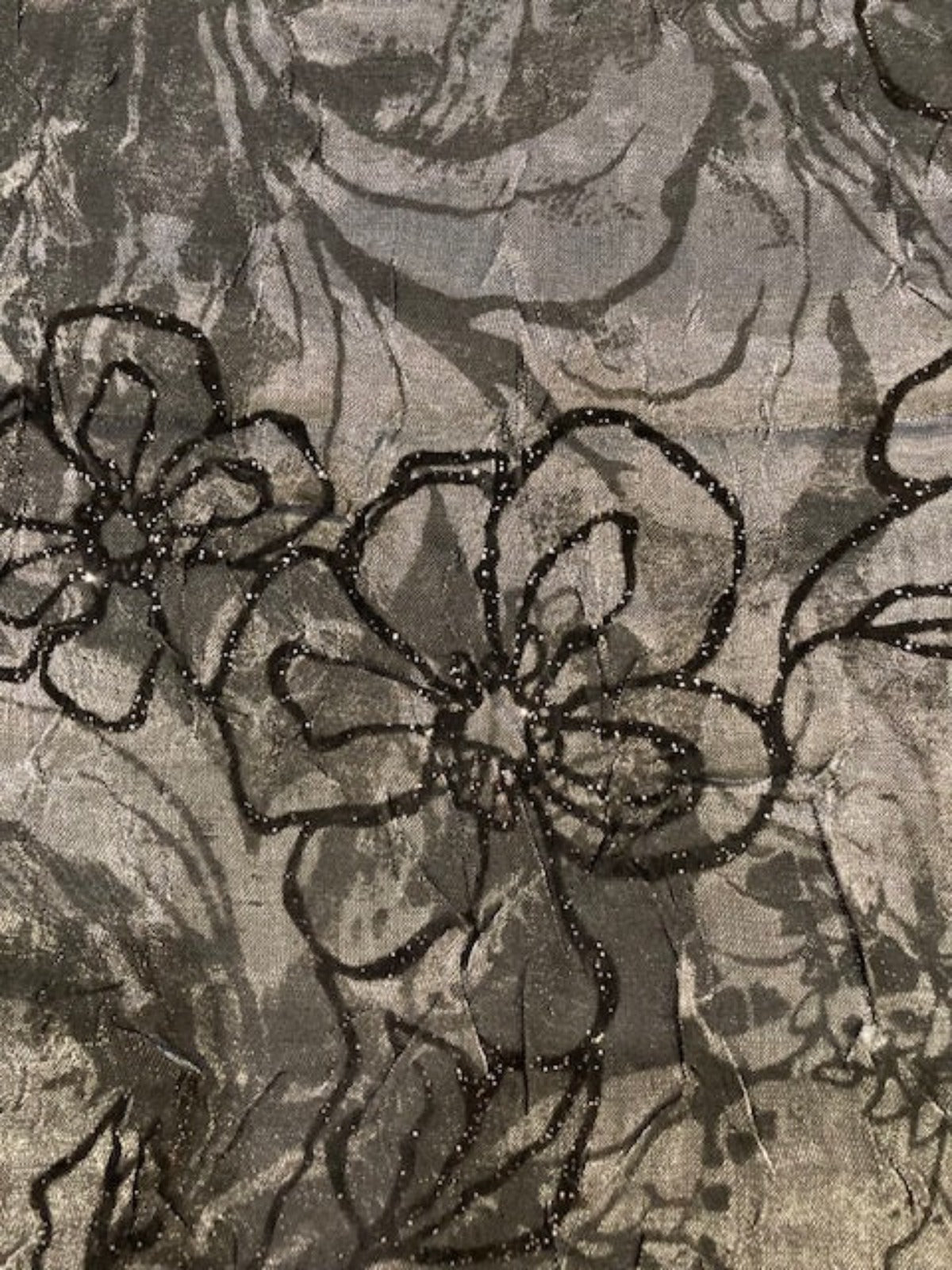 Black Flock Glitter on Grey Irridescent Print