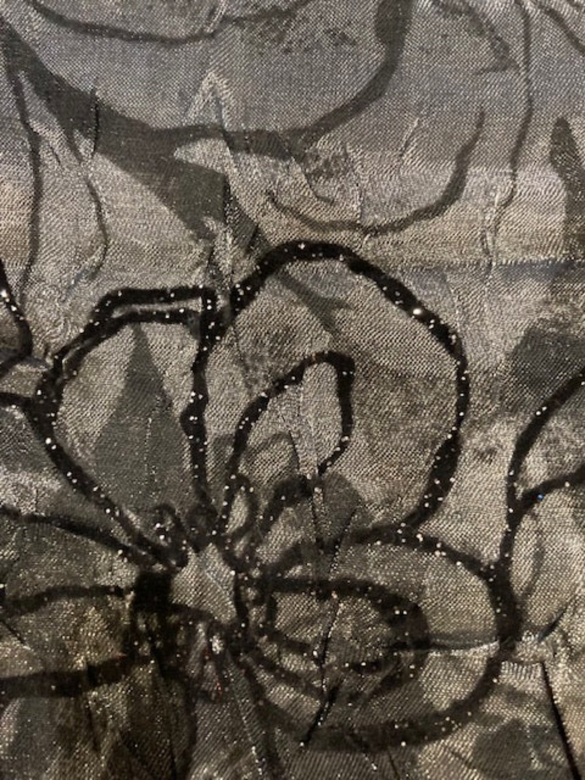 Black Flock Glitter on Grey Irridescent Print