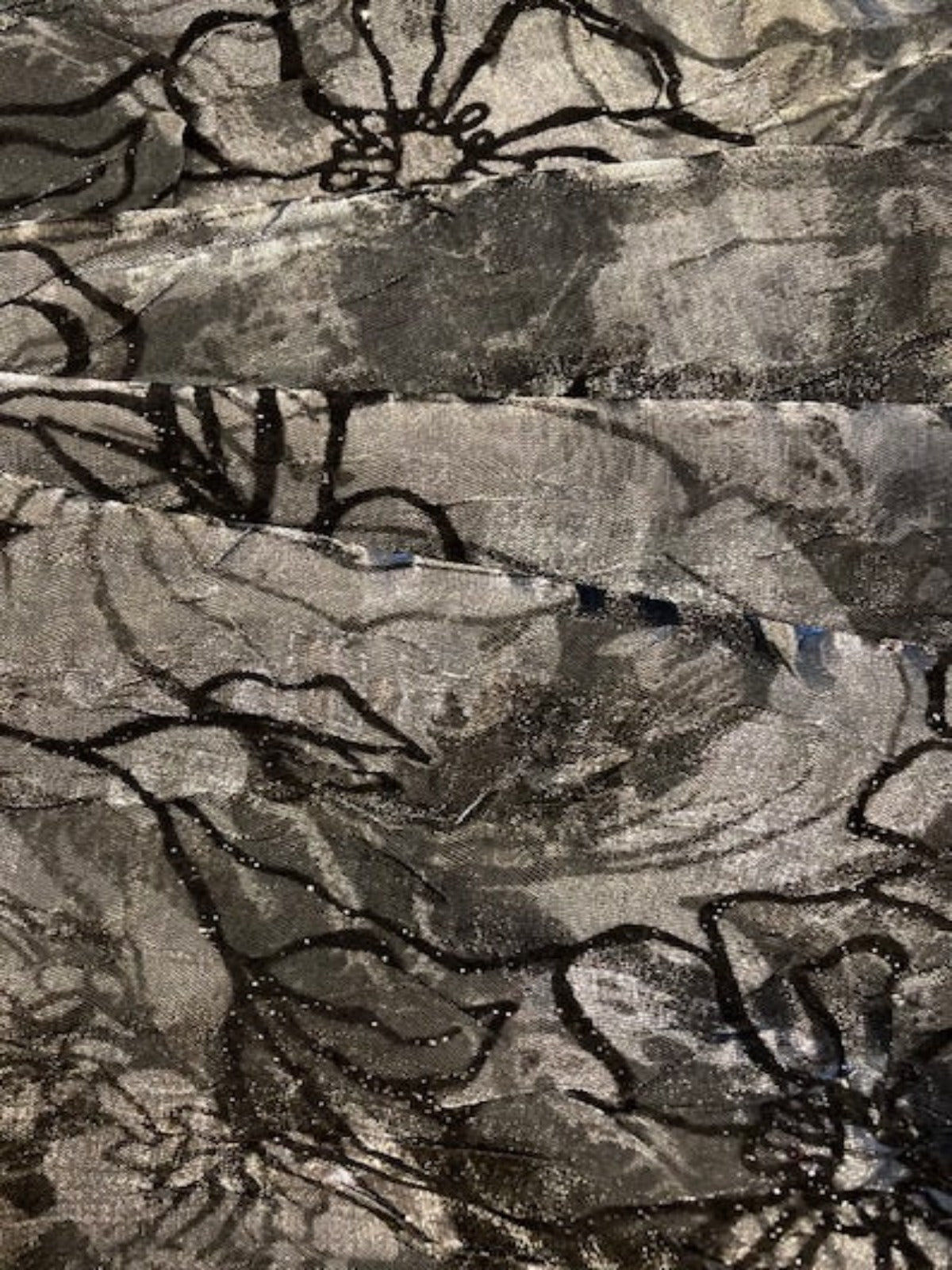 Black Flock Glitter on Grey Irridescent Print