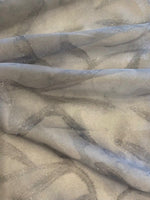 Grey Mottled Print with Leaf Overglitter on Chiffon