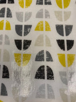 Yellow / Grey Circular Quarters on White PVC Coated Cotton