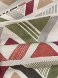 Green / Red / Grey Abstract Pyramids Cotton Furnishing