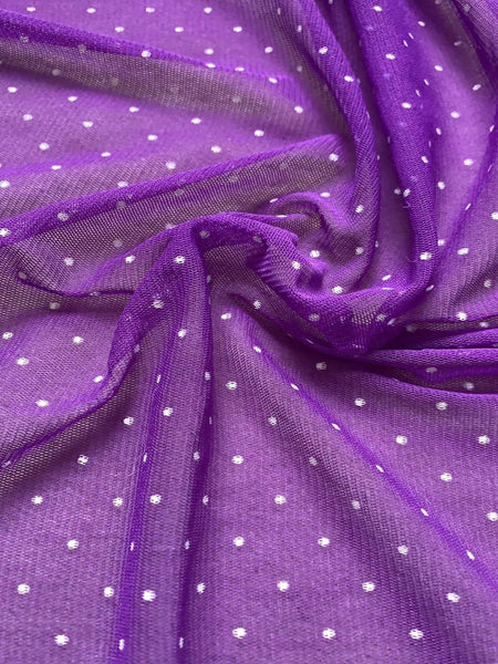 White dot on purple tulle - Deadstock fabric on AmoThreads