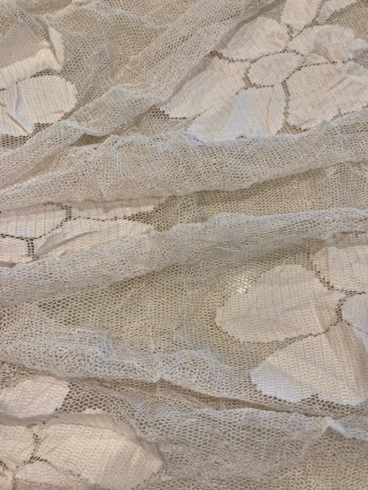 Ivory Overlaid Flowers on Open Tulle