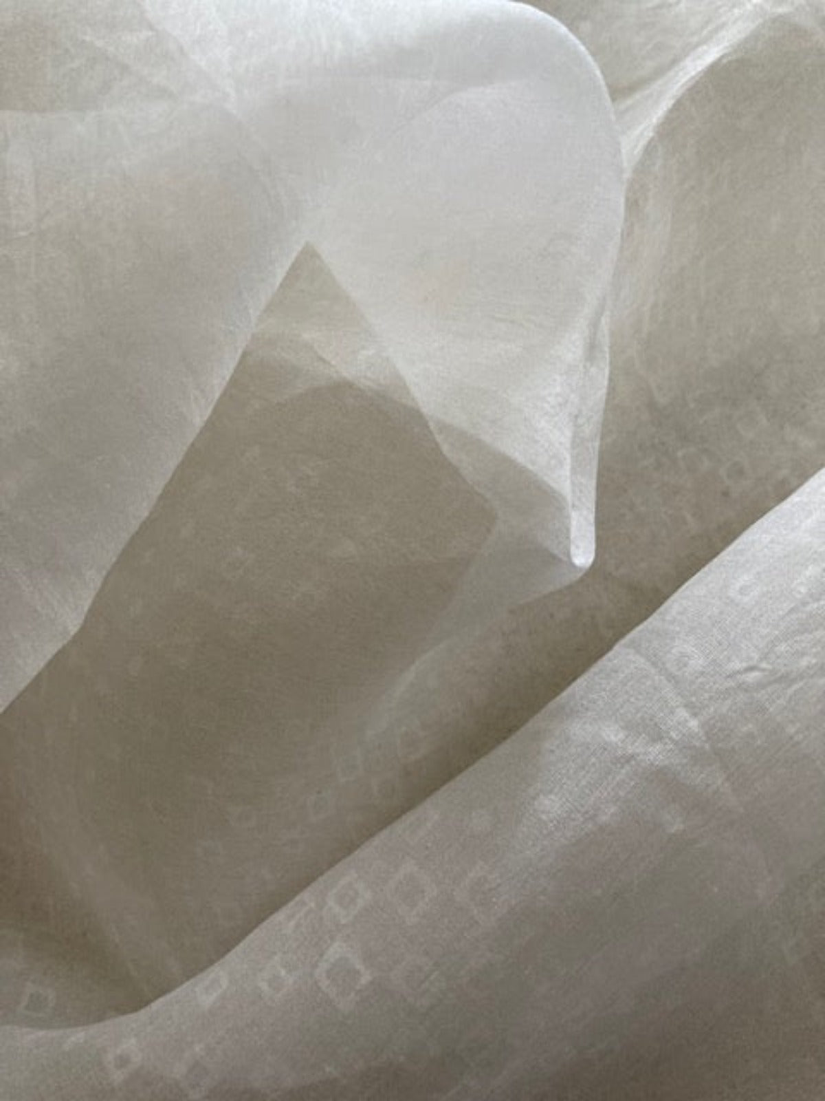 Ivory on Ivory Mini Square Print on Silk Dupion