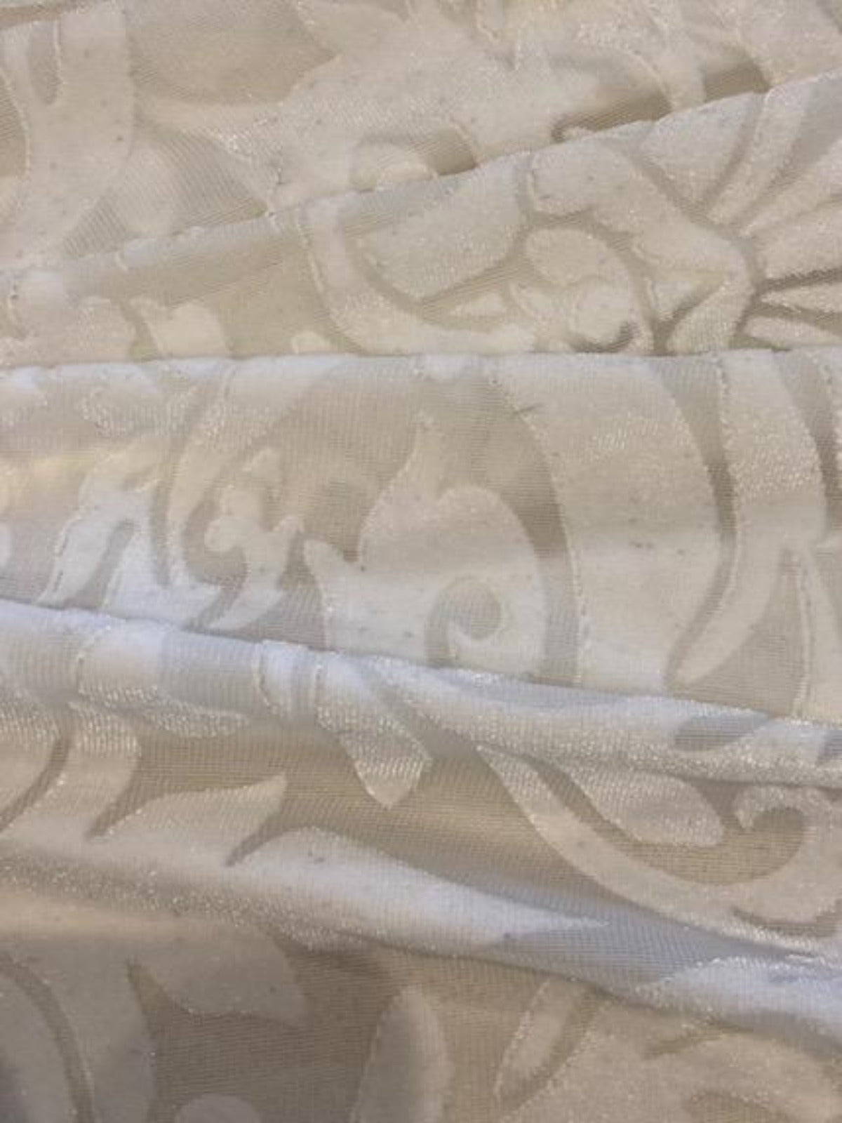 Ivory Velvet Burn Out with Stretch