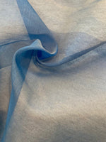 KingFisher/Sky Blue Broad Stripe Silk Organza
