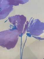 Large Lavender Poppies on Pale Yellow Stretch Satin
