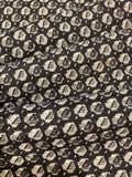 Navy Mini Leaf On Black Cotton Twill
