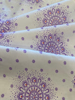 Lilac On White Print on Cotton Chambray