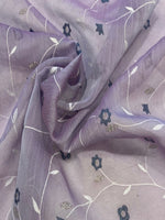 Pale Lilac Chiffon with Flower Print & Glitter Detail