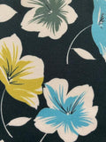 Lime/Blue Flowers on Navy Crepe de Chine