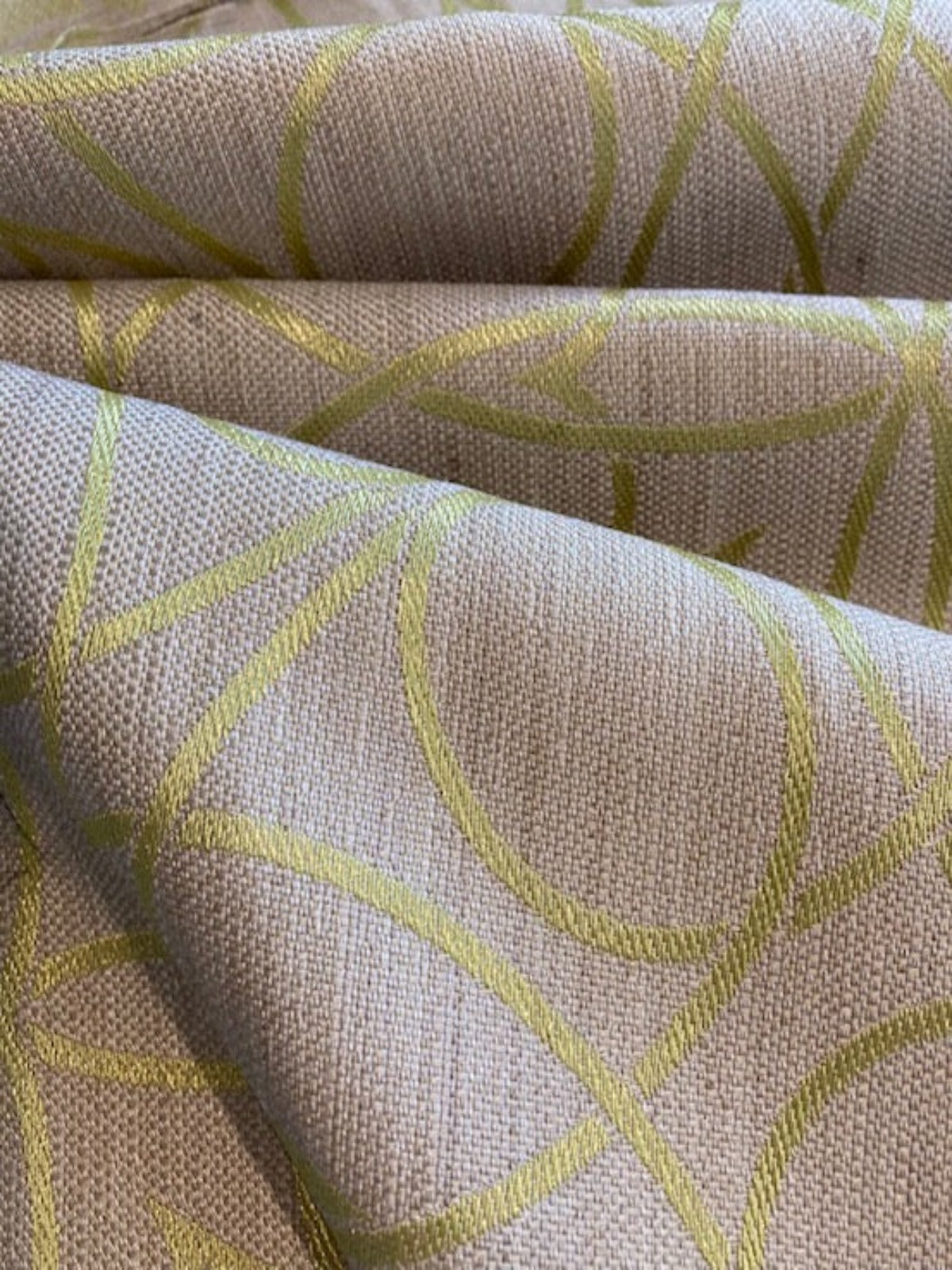 Lime on Beige Jacquard Furnishing