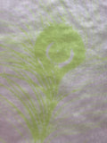 Lime Peacock feather on Nude Blush Silk chiffon