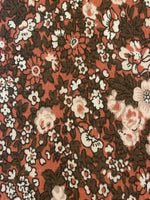 Mink on Rust Flower Print on Cotton Poplin