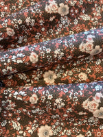 Mink on Rust Flower Print on Cotton Poplin