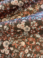 Mink on Rust Flower Print on Cotton Poplin