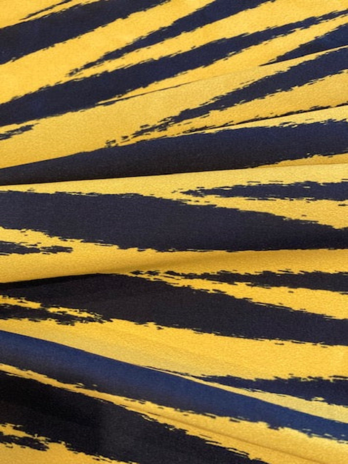 Mustard Long Triangle Print on Black Crepe De Chine