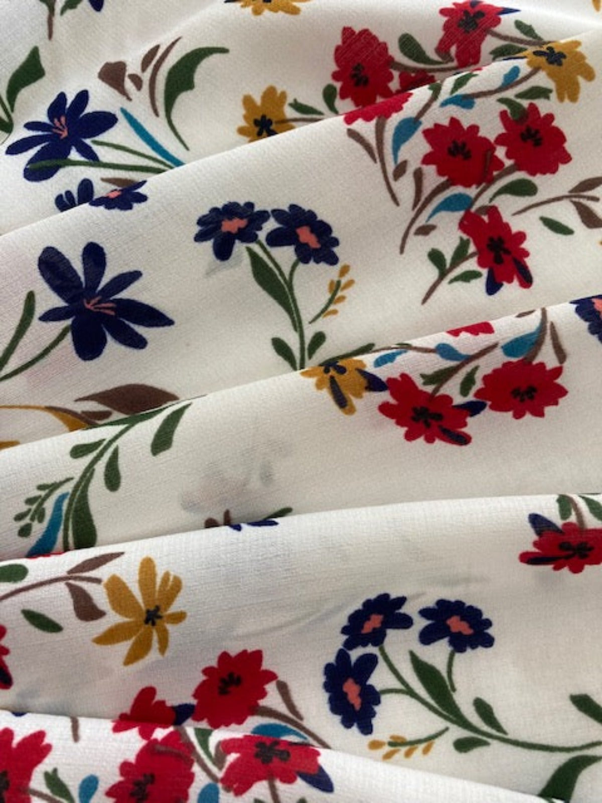 Multi Country Flowers on White Blouse Weight