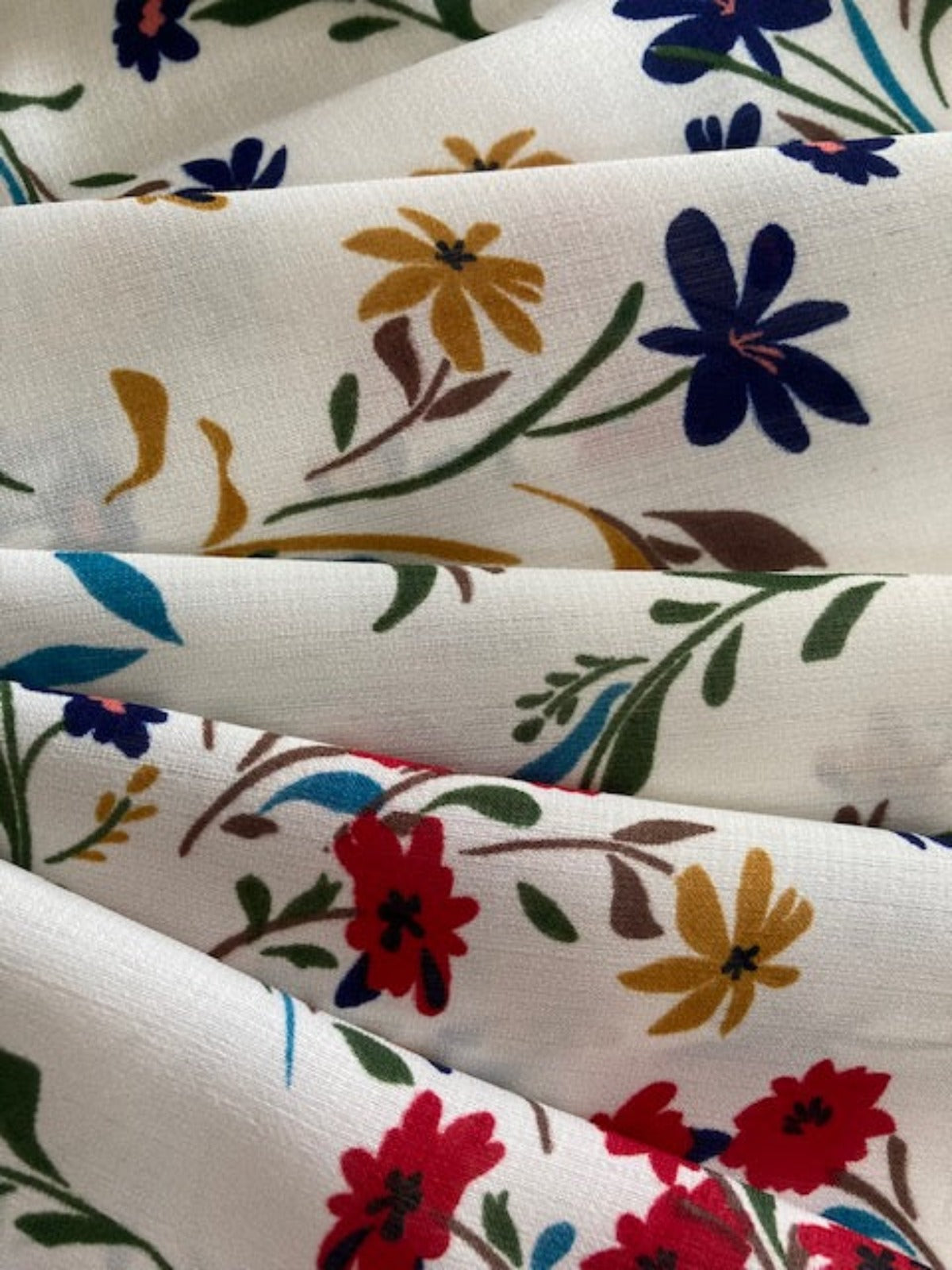 Multi Country Flowers on White Blouse Weight