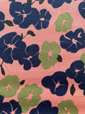 Navy/Green Flower on Dusty Pink Cotton Lawn