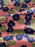 Navy/Green Flower on Dusty Pink Cotton Lawn