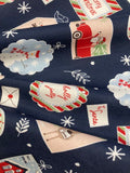 Christmas Tags On Navy Cotton