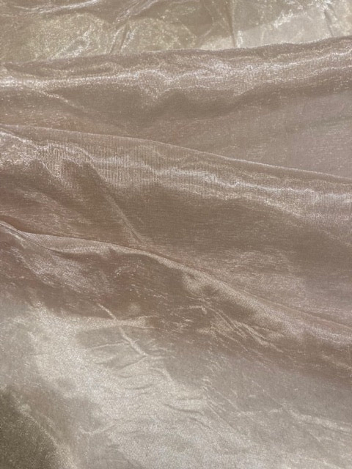 Nude Blush Crinkle Shimmer Stiff Organza