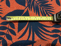 Navy Leaf Print on Red Spotted Background on Smooth Handle Crepe